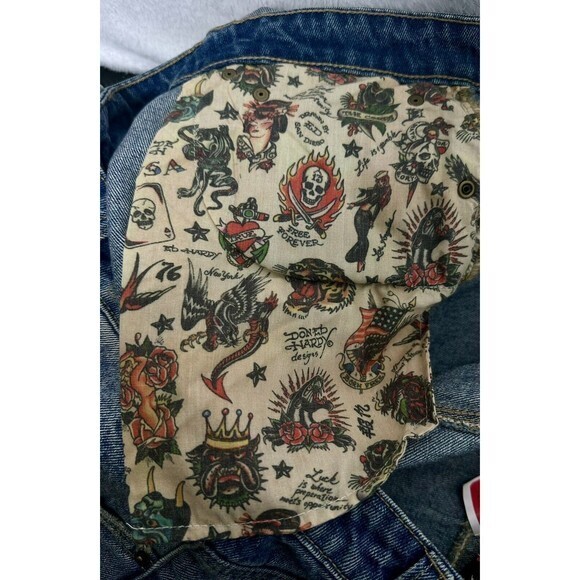 Ed Hardy Designer Slim Taper Eagle Print Light Blue Denim Jeans Size 42 NWT - Picture 7 of 10